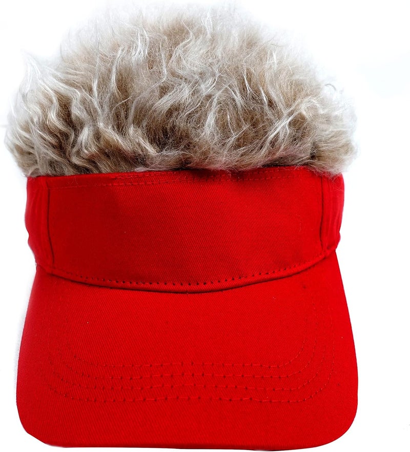 NNBDBVDHS Mens Visor with Hair Fake Hat with Hair for Men Funny Golf Hats Wig Hat Spiked Adjustable Baseball Cap - Image 3